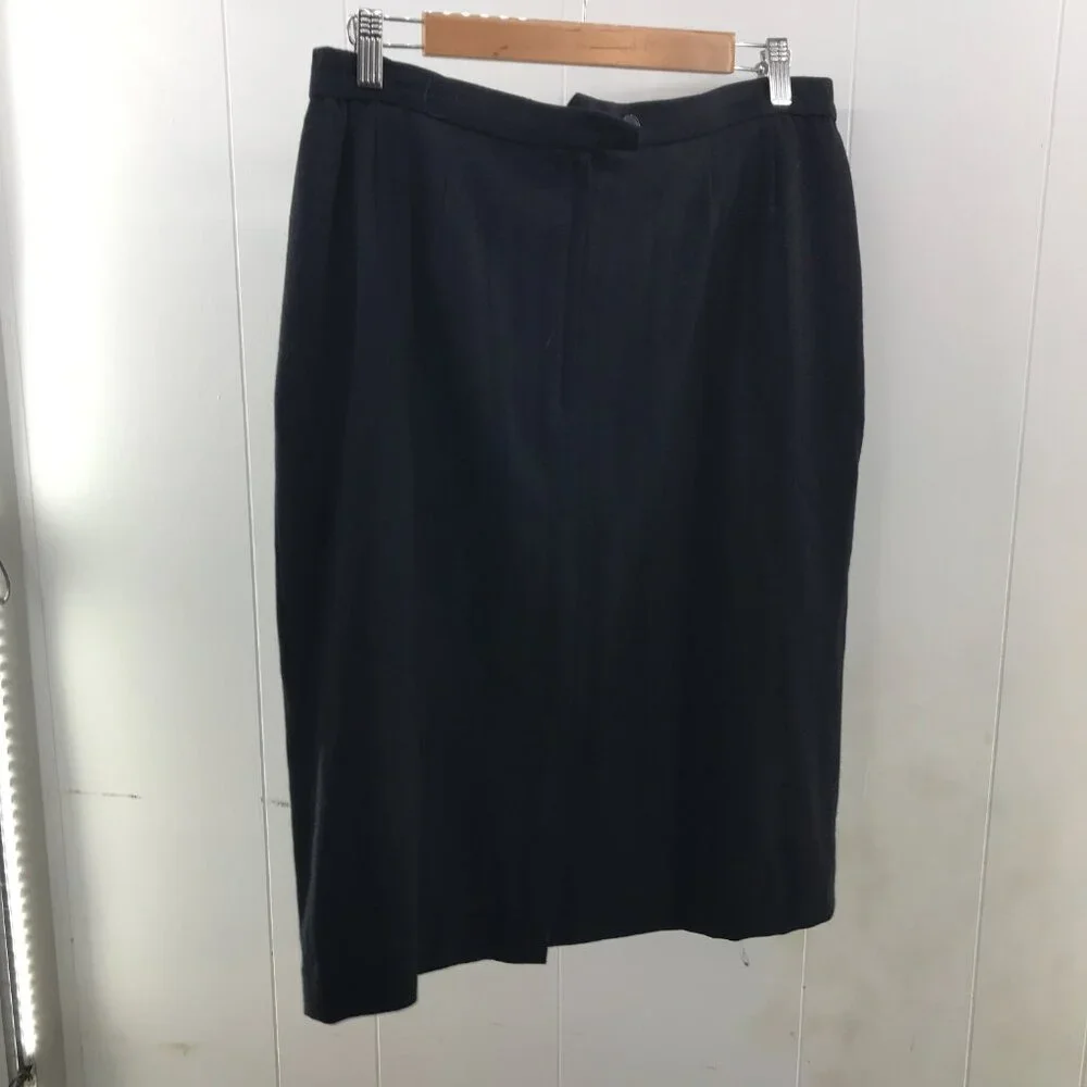 vintage Jones New York wool navy 2 piece skirt suit set size 14 - Picture 6 of 8